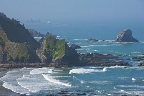 Rock Formations;Lichens;Waves;White;Ocean;Sea Stacks;Geological;Rocks;Gray;Geology;Stone;Crescent City;Green;Striation;Boulder;Water;Crescent Beach;California;Moss;Brown;Sea;Rock;Stones;Seastacks;Blue